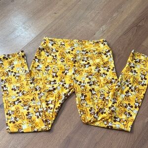 Lularoe Yellow Mickey Mouse Print Leggings OS LIKE NEW! 🌟